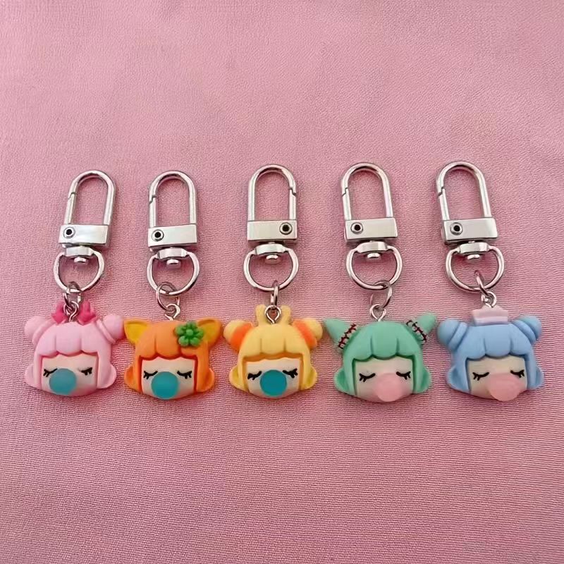 Resin - 5pcs resin girl keychain, suitable for