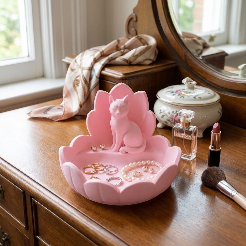 Cute Lotus Cat Jewelry Storage - 3D Printer Stand 评论和价格