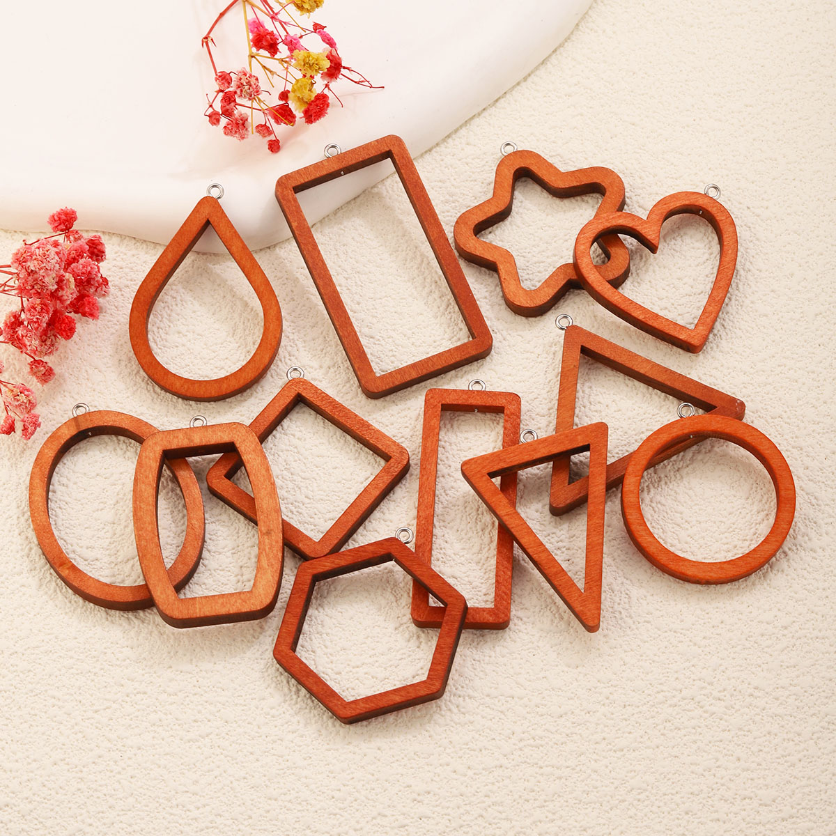 10PCS Triangle Rectangle Wood  - Uv Resin 评论和价格